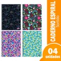 Caderno Espiral Universitário Capa Dura Tilibra Mais+ Feminino 10 Matérias 200 Folhas - Embalagem com 4 Unidades (Sortidos)
