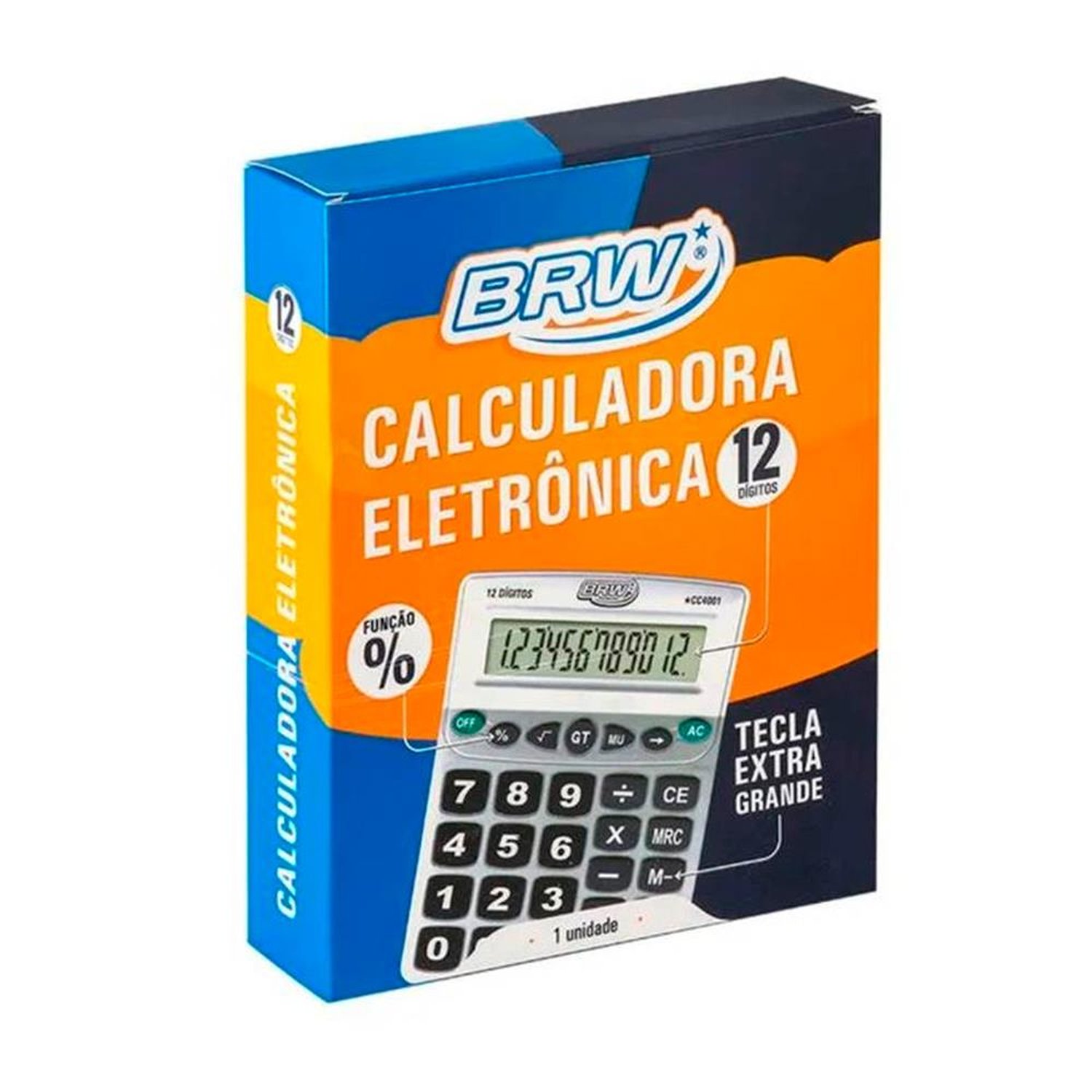 Calculadora Grande 12 Dígitos Prata 4001 Brw