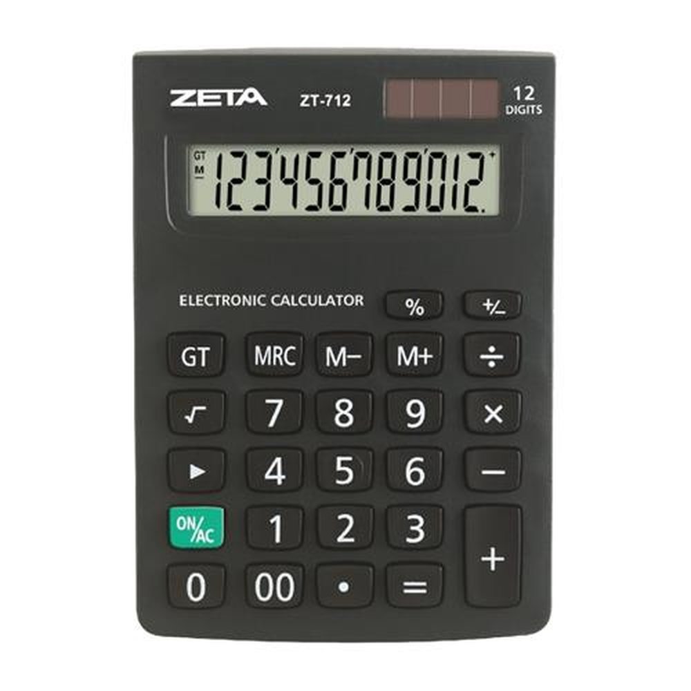 Calculadora de Mesa 12 Dígitos, Solar / Bateria, Modelo Básico para o dia a dia - ZETA