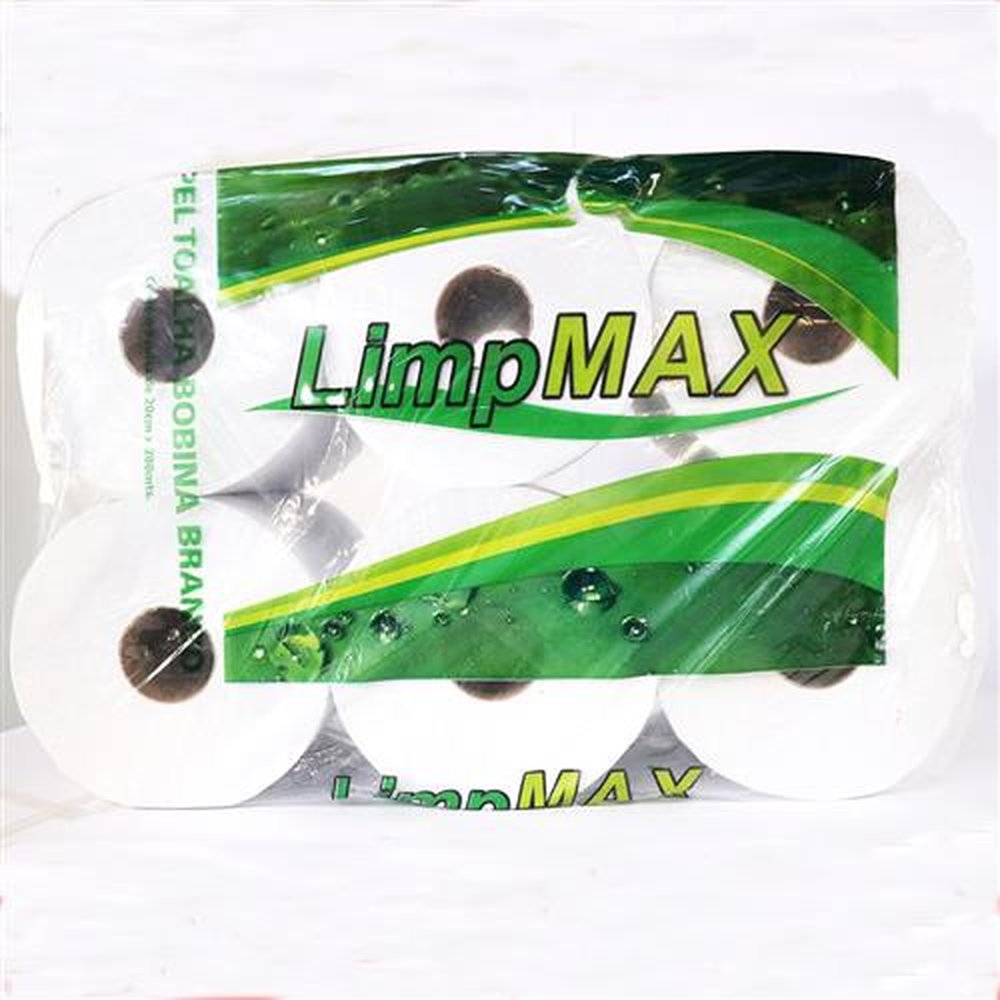 PAPEL TOALHA BOBINA FOLHA SIMPLES BRANCO 6X20X200 LIMPMAX