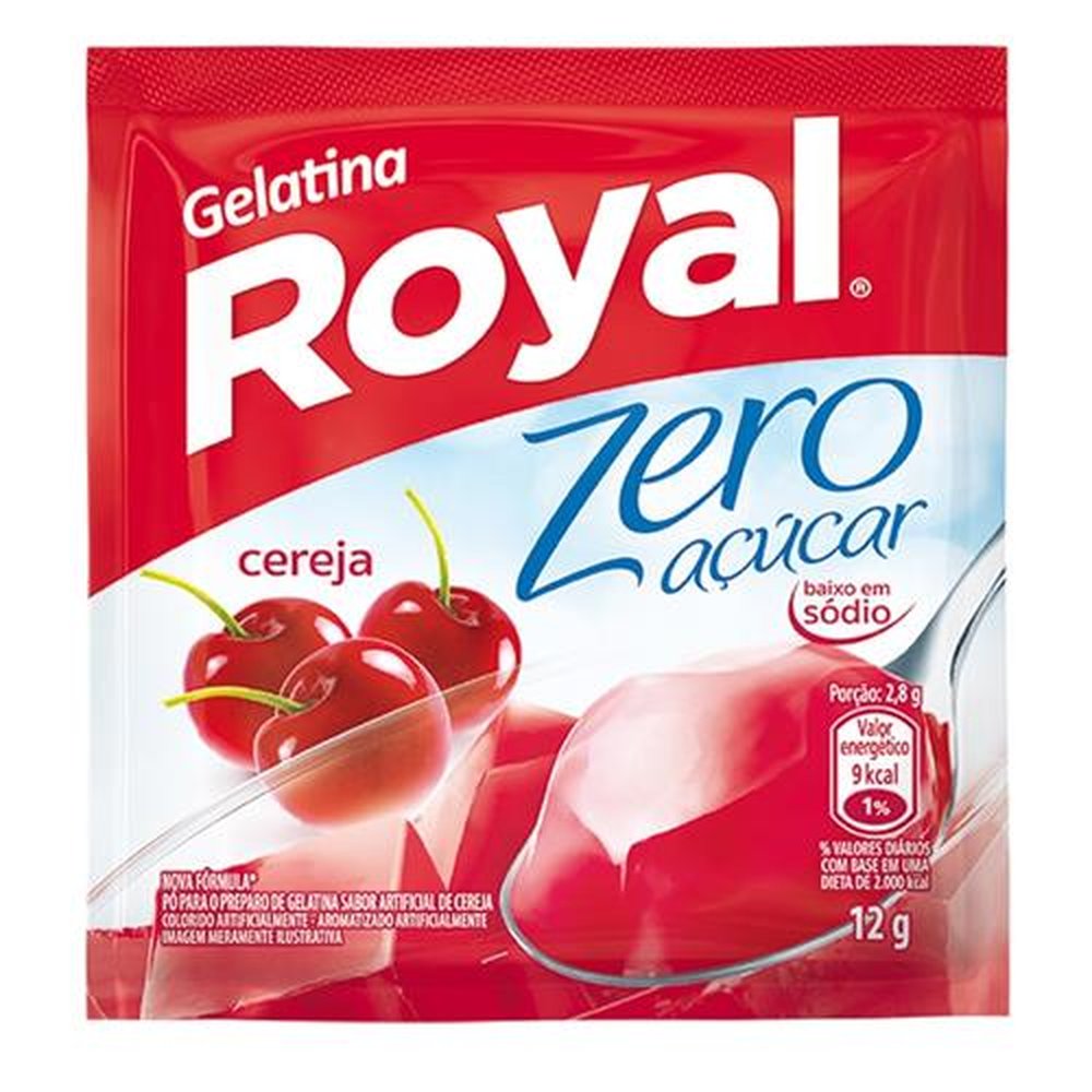 Gelatina em Pó Cereja Zero Açúcar Royal 12g