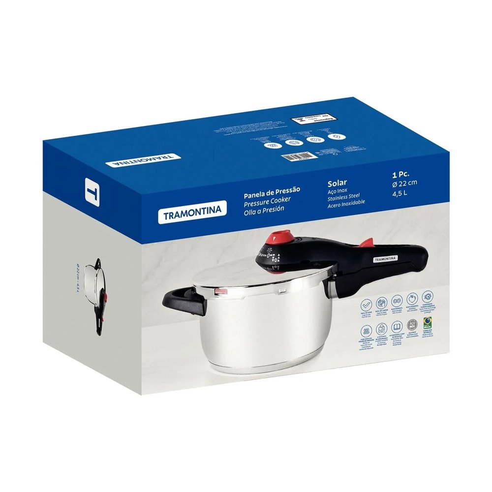 Panela de Pressão Tramontina Solar Inox 4,5 Litros