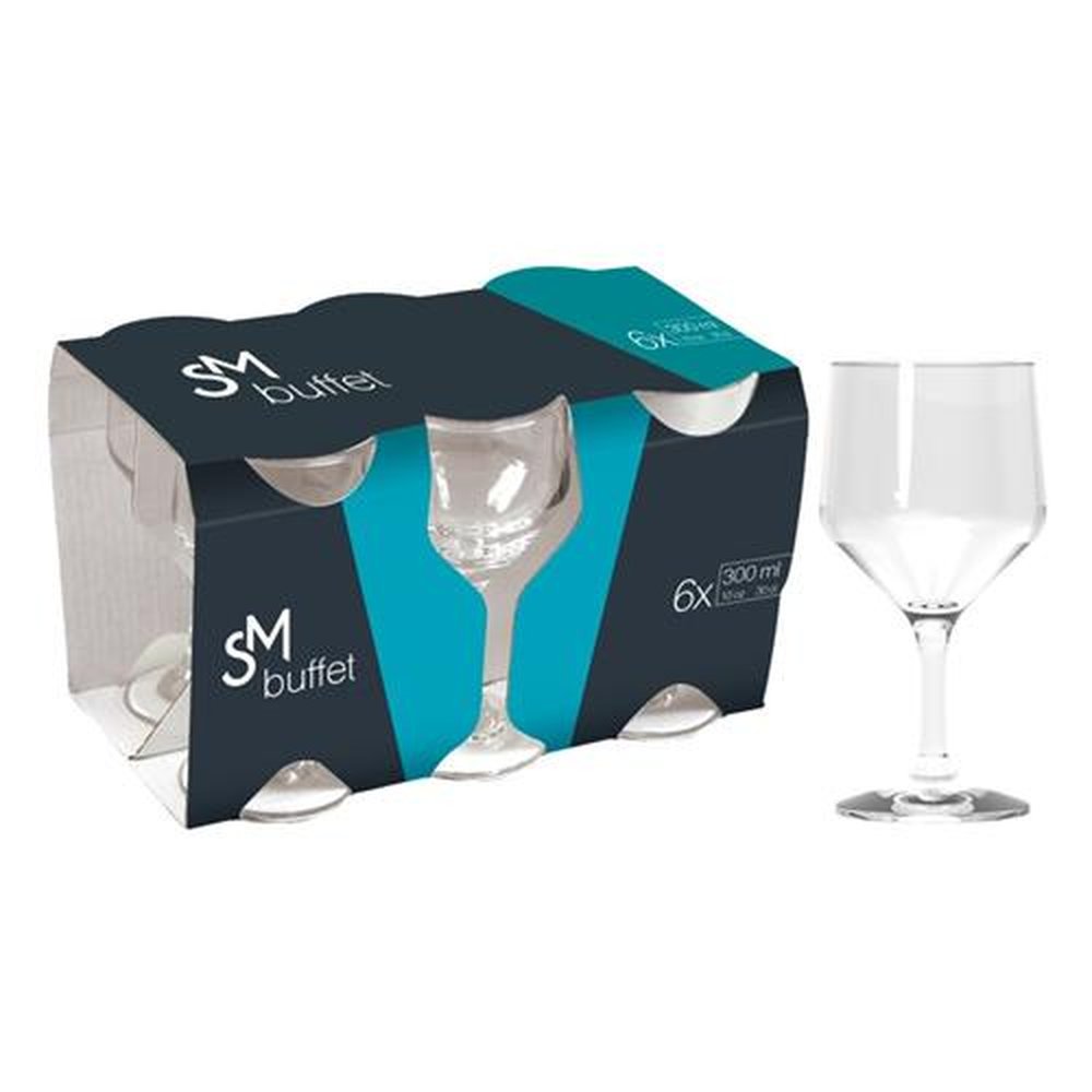 Taça Buffet 300mL Vidro Incolor com 6 peças SM