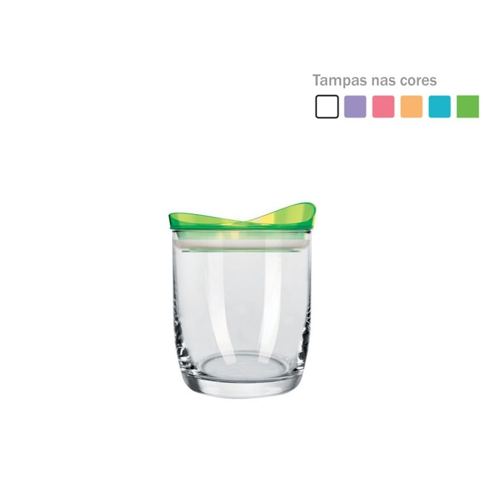 Pote Vidro 700mL Redondo Opa com Tampa Plástica Cores Sortidas Colorex