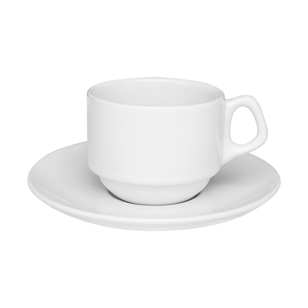 Xícara Chá Porcelana 220mL Empilháveis com Pires Gourmet Oxford