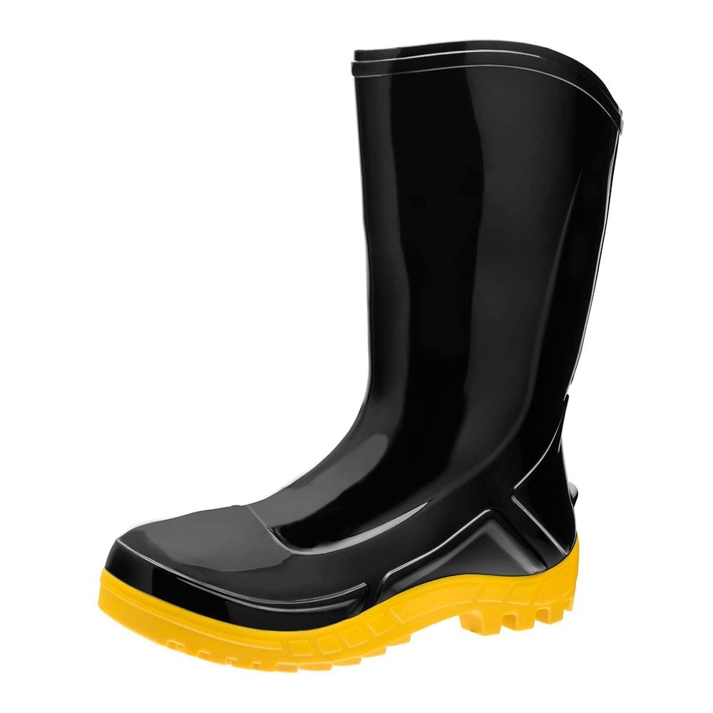 Bota PVC Vulcaflex CA42291 Preta Solado Amarelo Cano Médio 27cm sem Meia 39