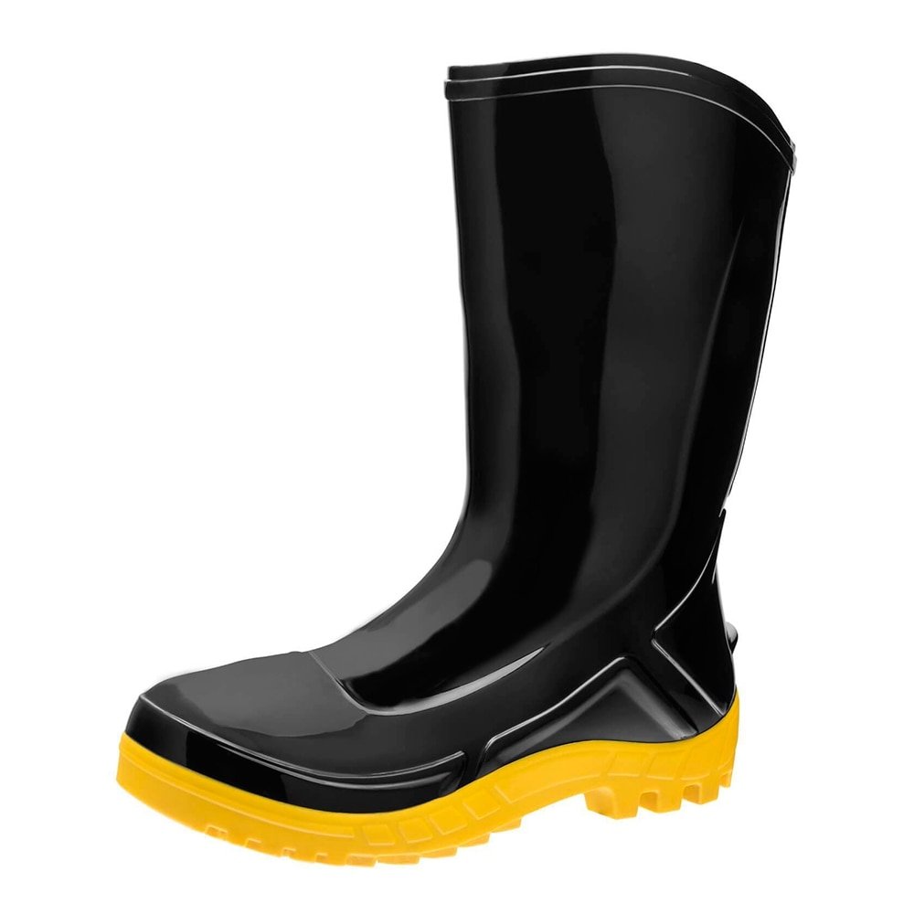 Bota PVC Vulcaflex CA42291 Preta Solado Amarelo Cano Médio 27cm sem Meia 42
