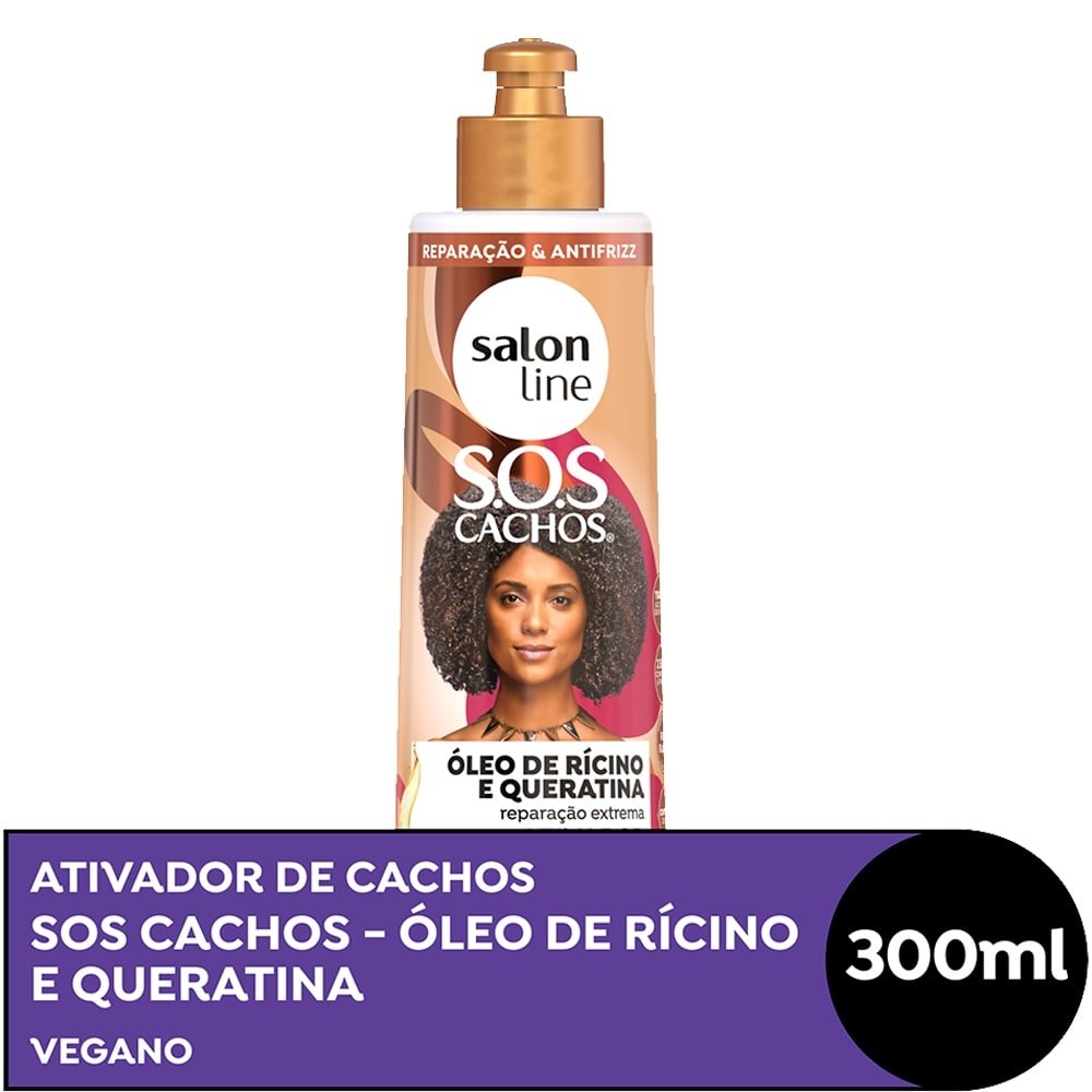 Creme Ativador De Cachos Salon Line S.O.S Rícino E Queratina 300ml