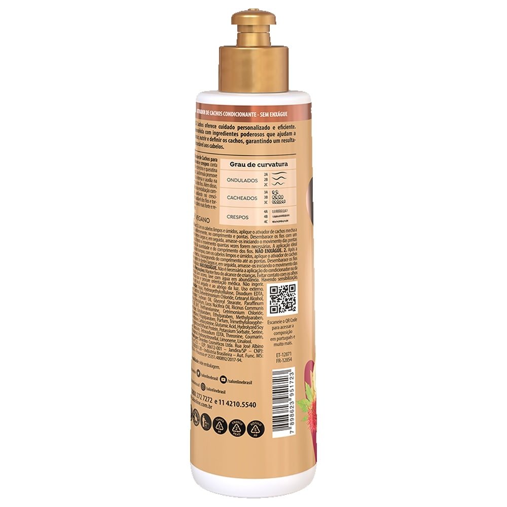 Creme Ativador De Cachos Salon Line S.O.S Rícino E Queratina 300ml