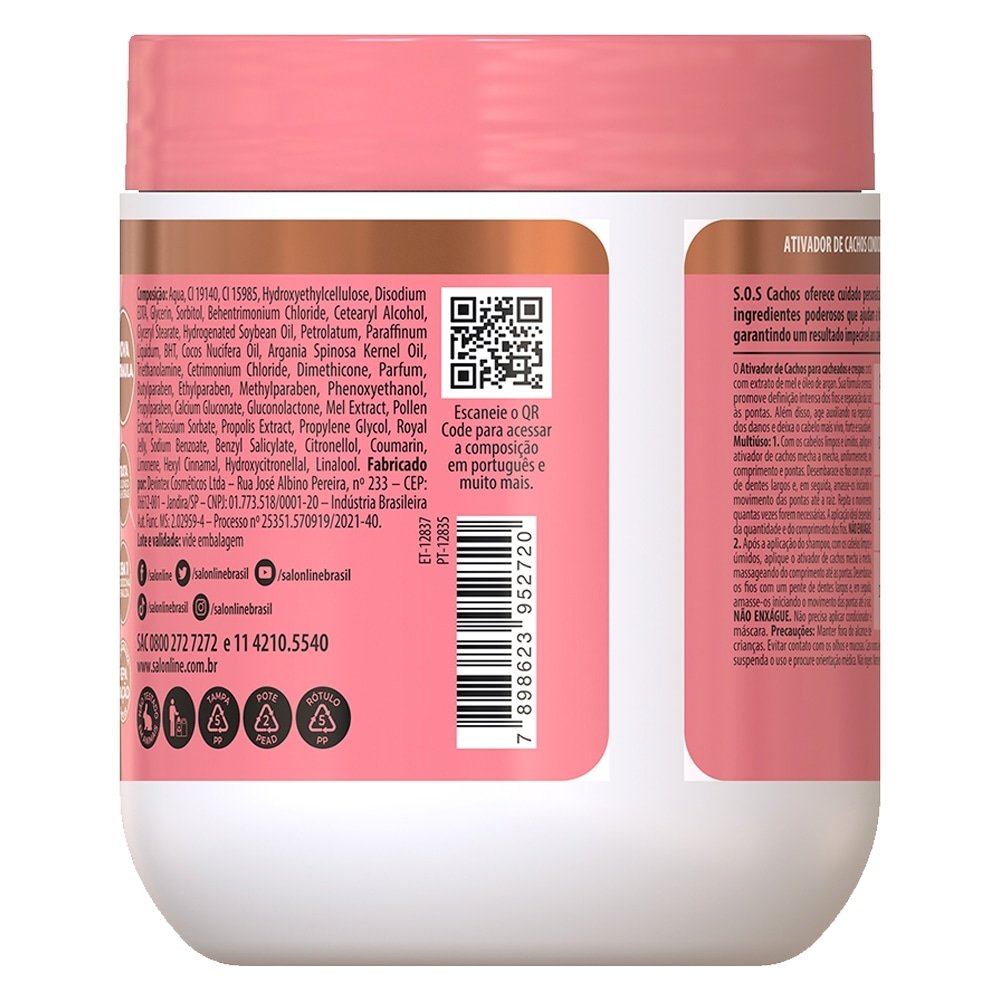Creme Ativador De Cachos Salon Line SOS Mel Cachos Intenso 500g