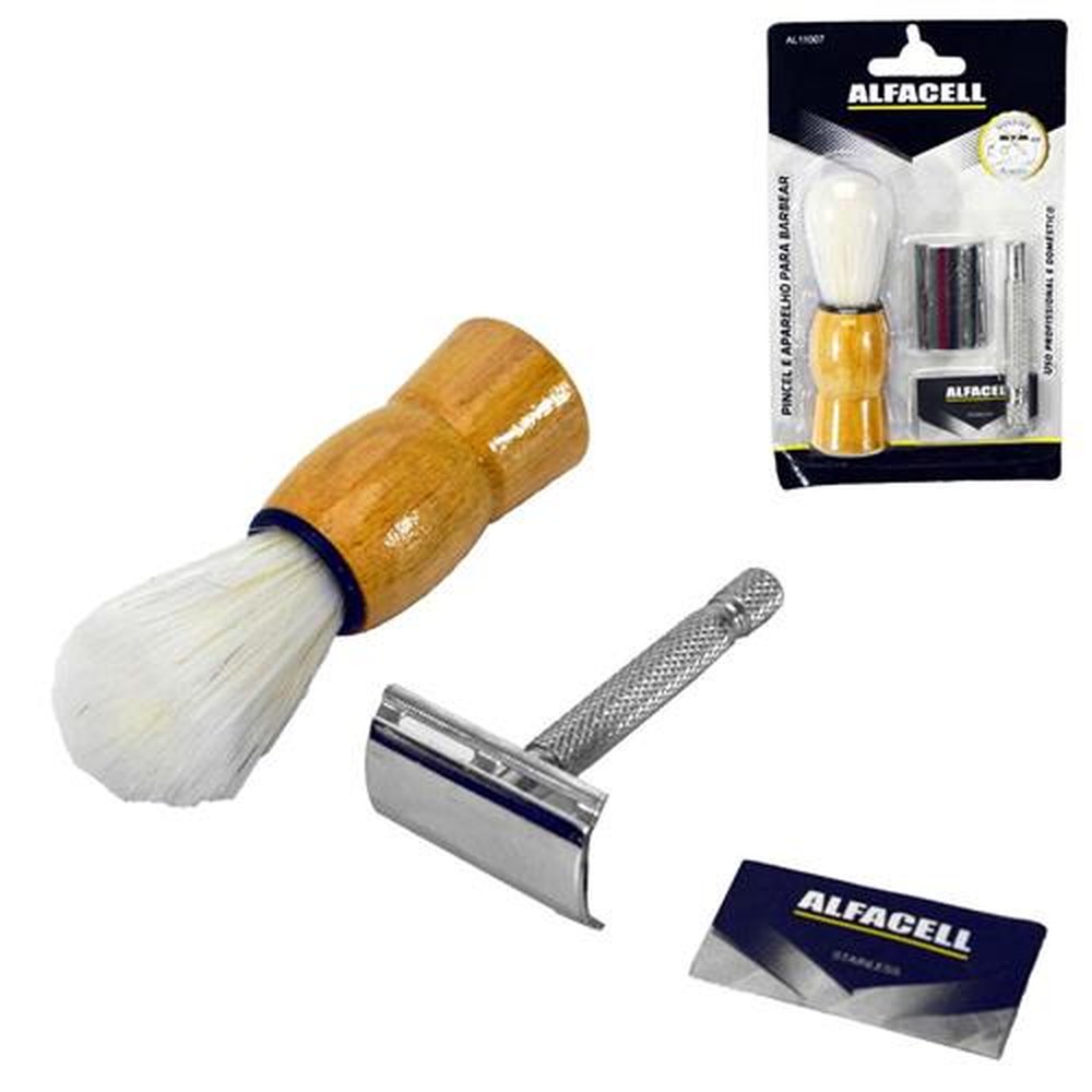 Kit De Barbear 4 Peças Pincelbarbeadorlamina Alfac