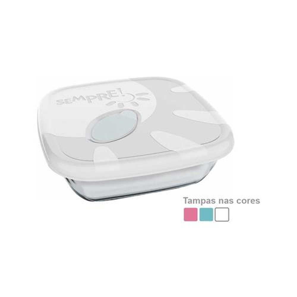 Assadeira Quadrada 730mL Pequena com Tampa Plástica Cores Sortidas Sempre