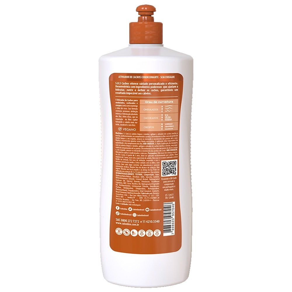 Creme Ativador De Cachos Salon Line SOS Coco Tratamento Profundo 1 Litro