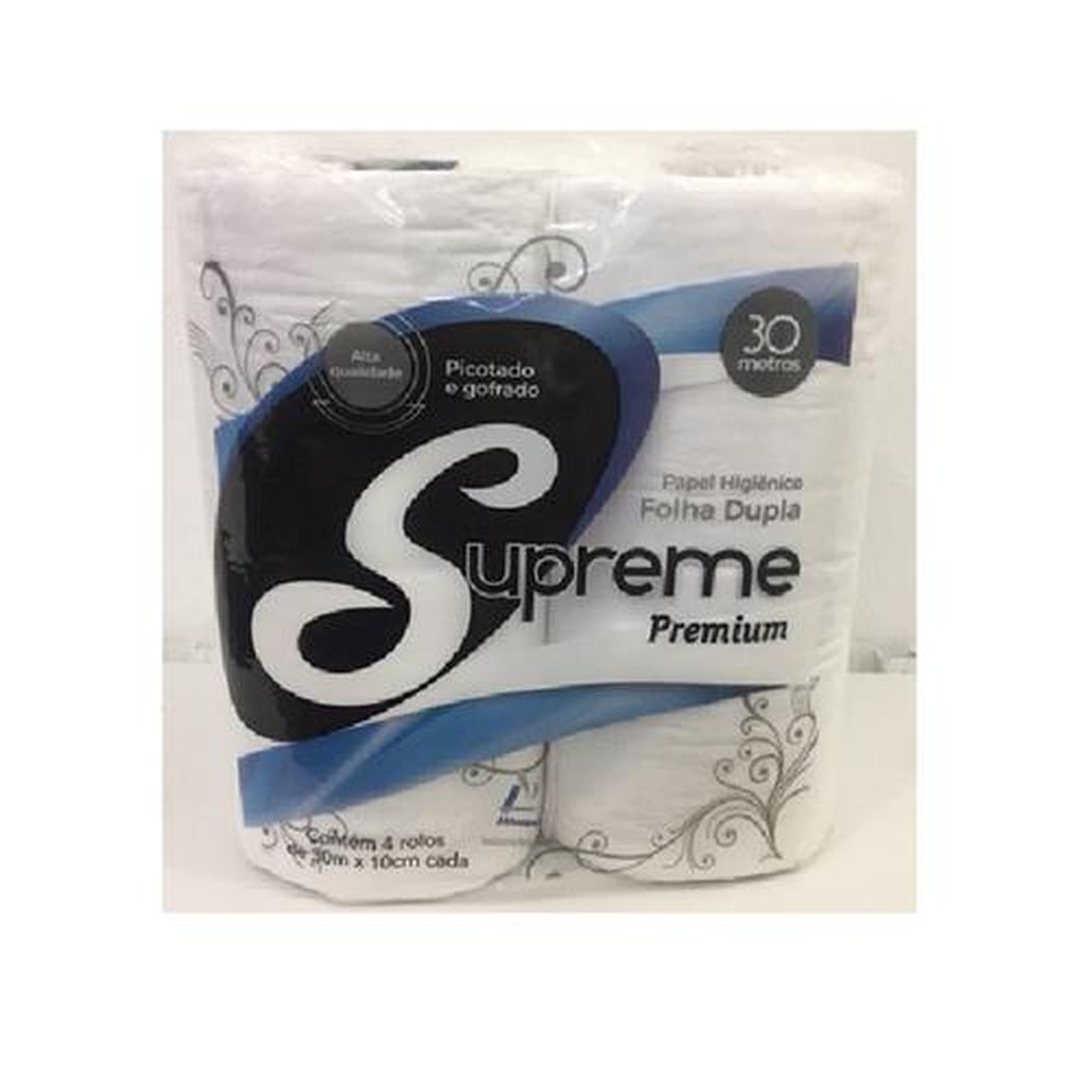 Papel Higiênico Folha dupla Supreme Premium 30m x 10cm - (Contém 3 embalagens com 4 unid.cada)
