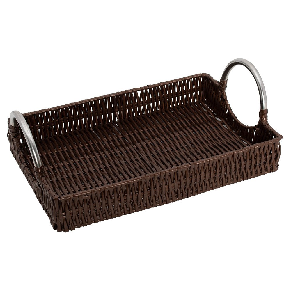 Cesto Retangular De Rattan Sintético Com Alça De Metal Mimo Style