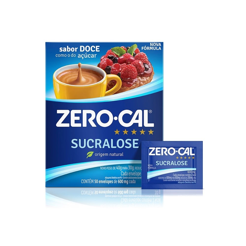 Adoçante Zero-Cal Sucralose Pó Sache 0,6g - Embalagens com 50 Unidades