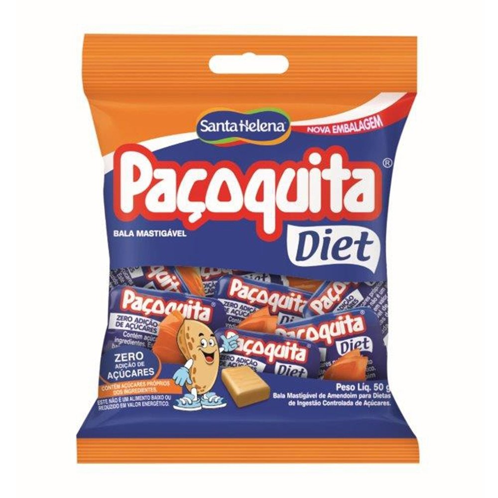 Bala Paçoquita Zero Mastigável Pacote 50G