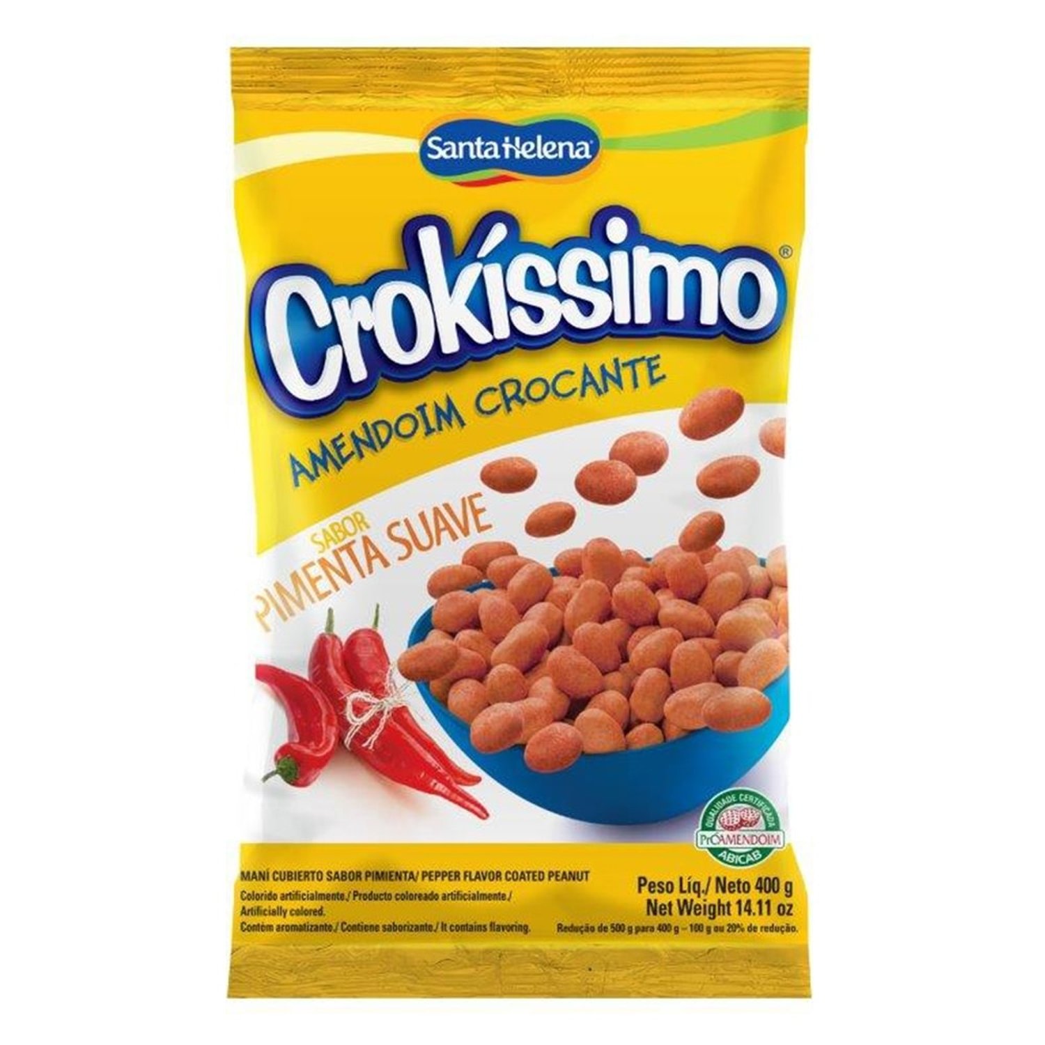 Crokíssimo Amendoim Crocante Pimenta Suave 400G Pacote