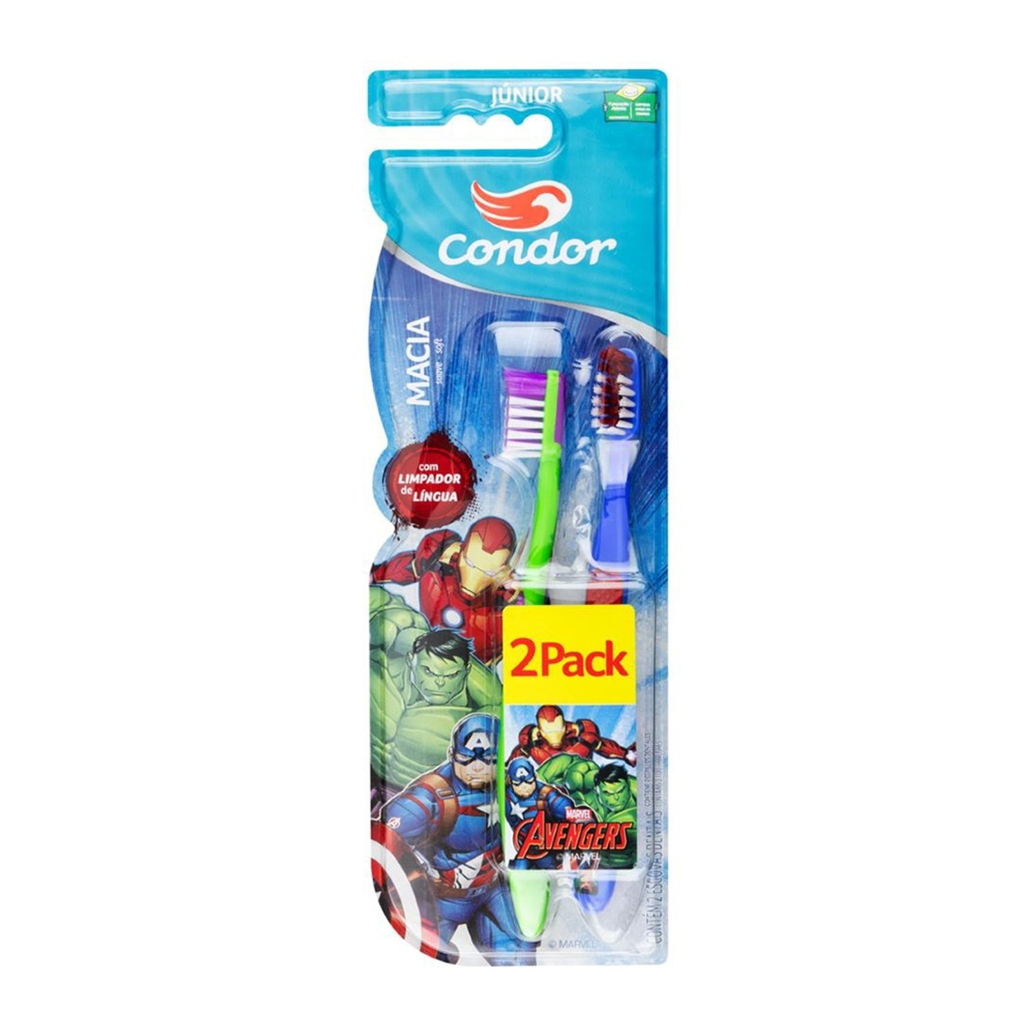 Escova Condor Infantil Avengers - Embalagem com 2 Unidades