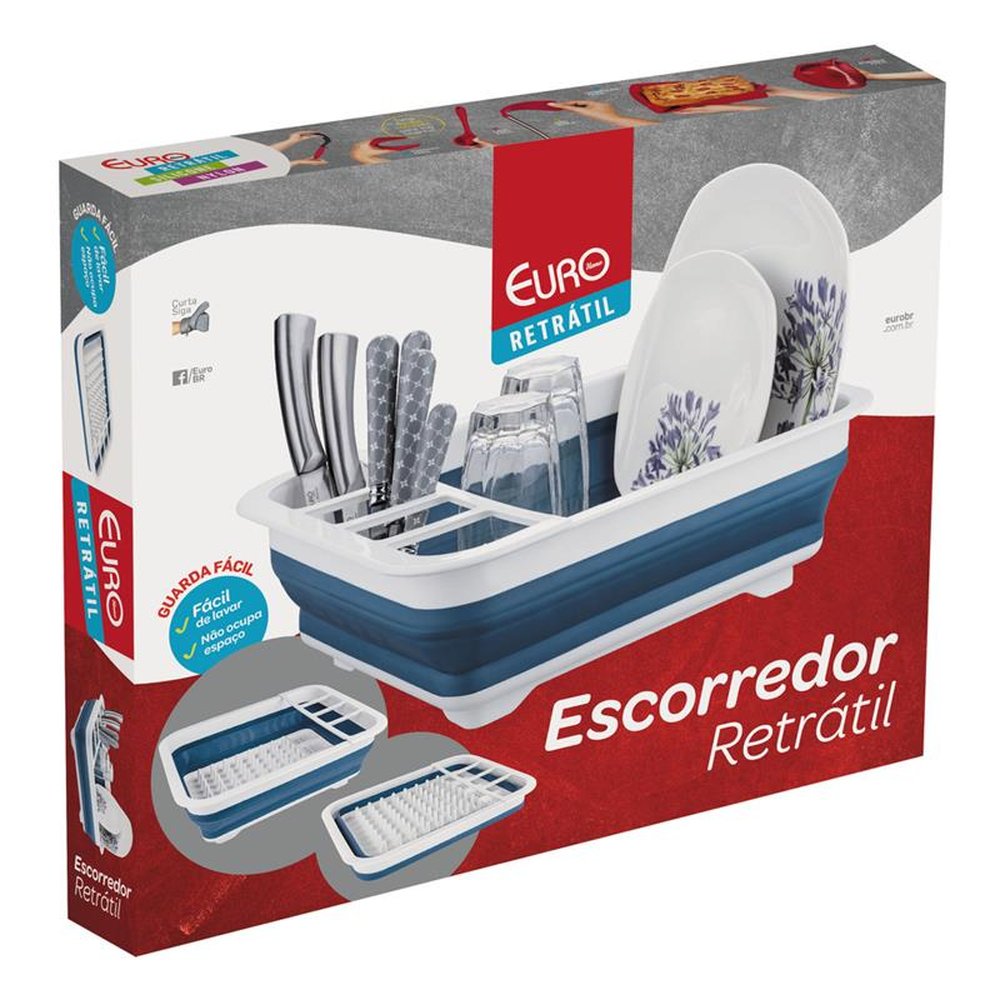 Escorredor de Pratos Retratil Azul