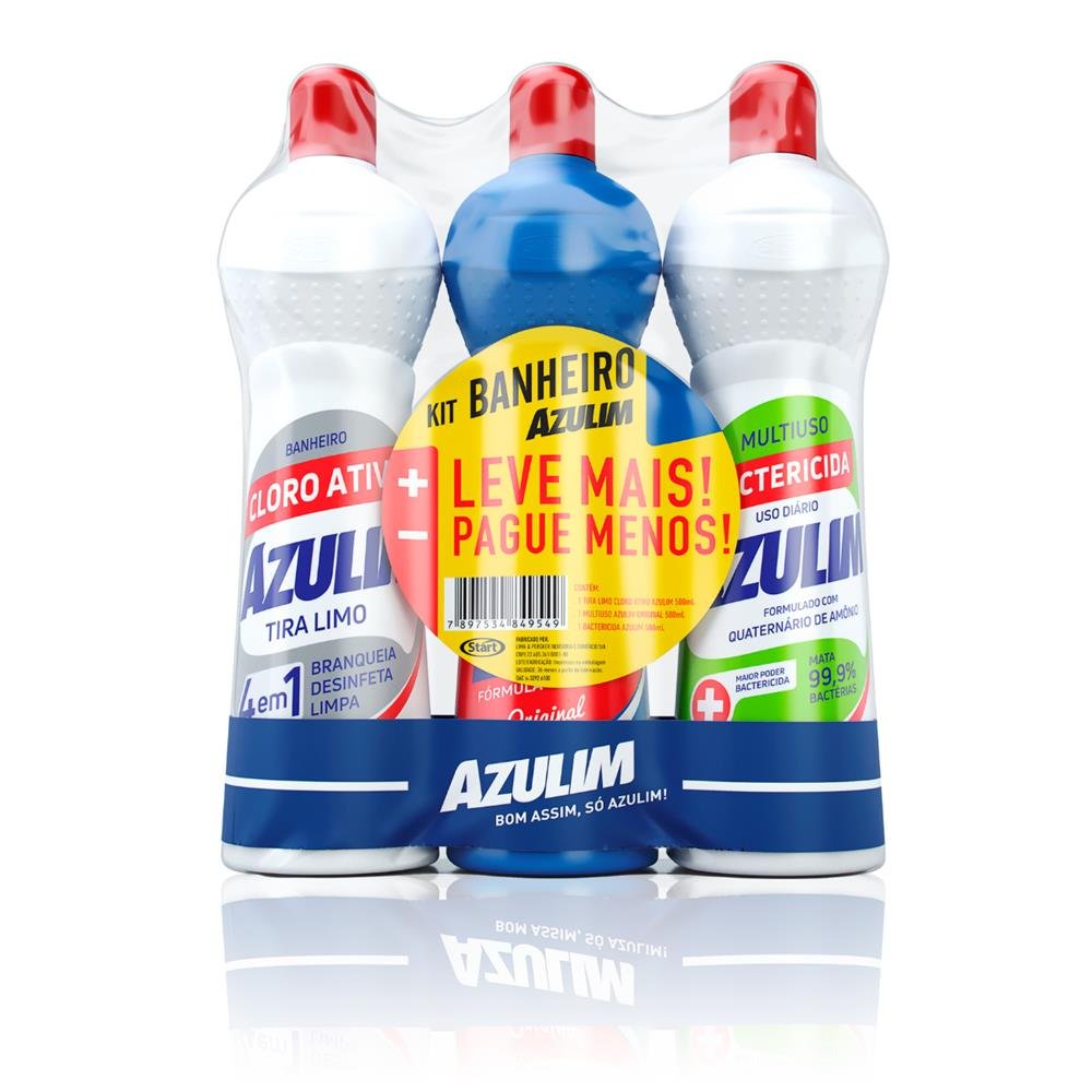 Kit Econômico 3x500ml Banheiro Azulim
