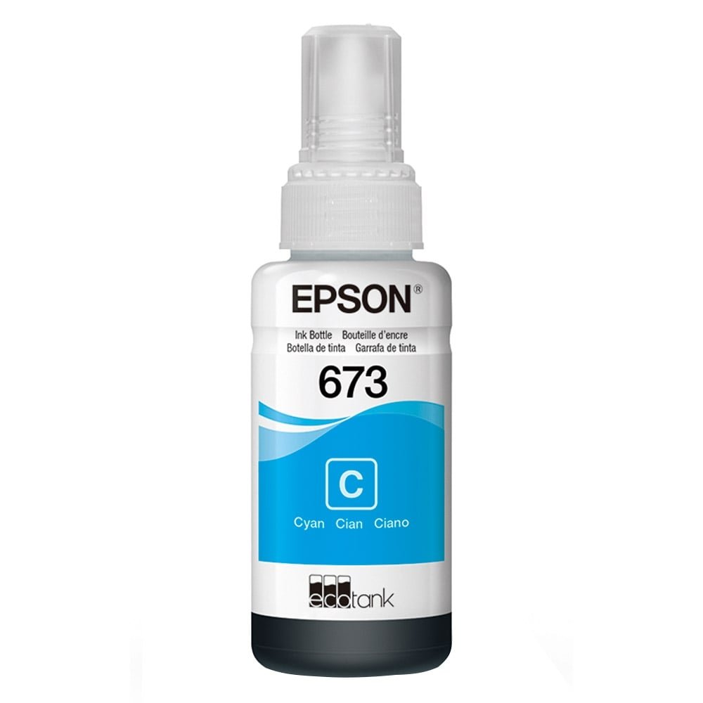 Garrafa de Tinta Original Epson EcoTank 673 T673220 Ciano para Impressoras L800, L805, L850, L1800