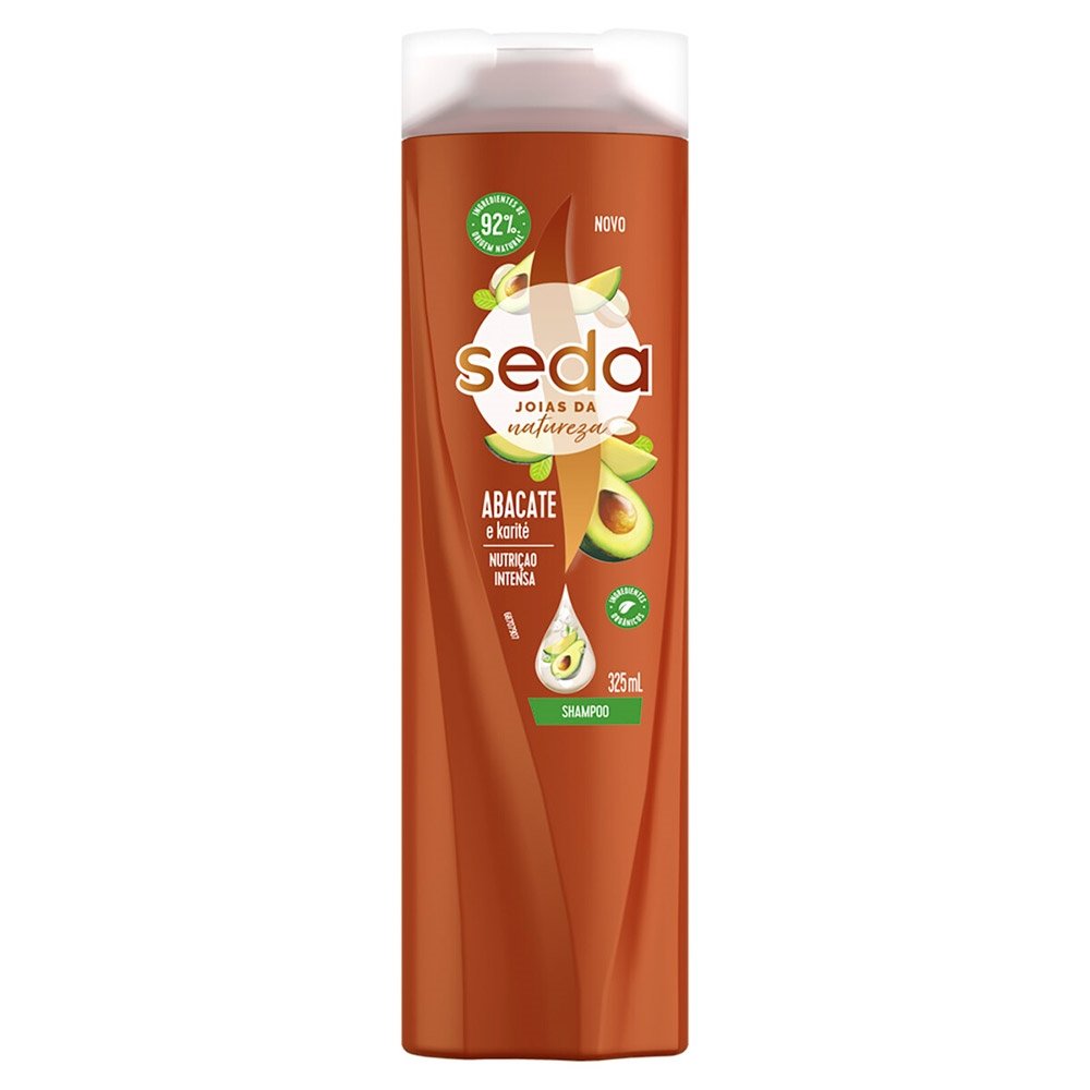 Shampoo Seda Abacate e Karité Nutrição Intensa Jóias da Natureza 325ml