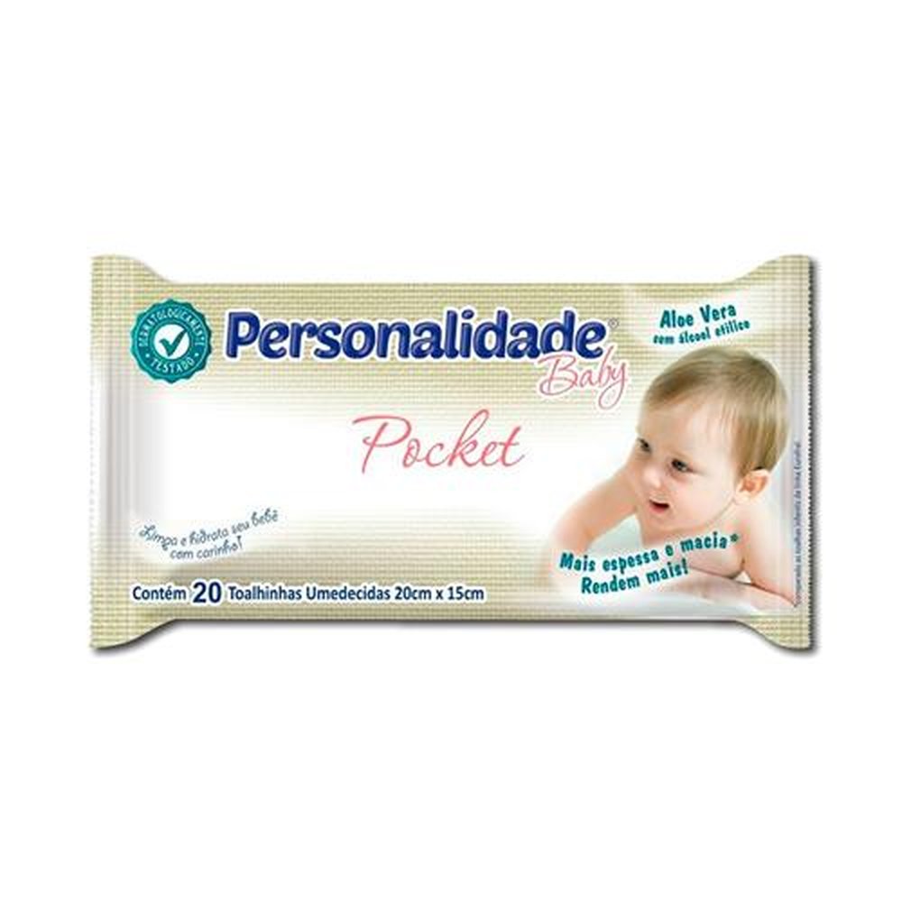 Toalha Umedecida Personalidade Baby Pocket 20 Unidade