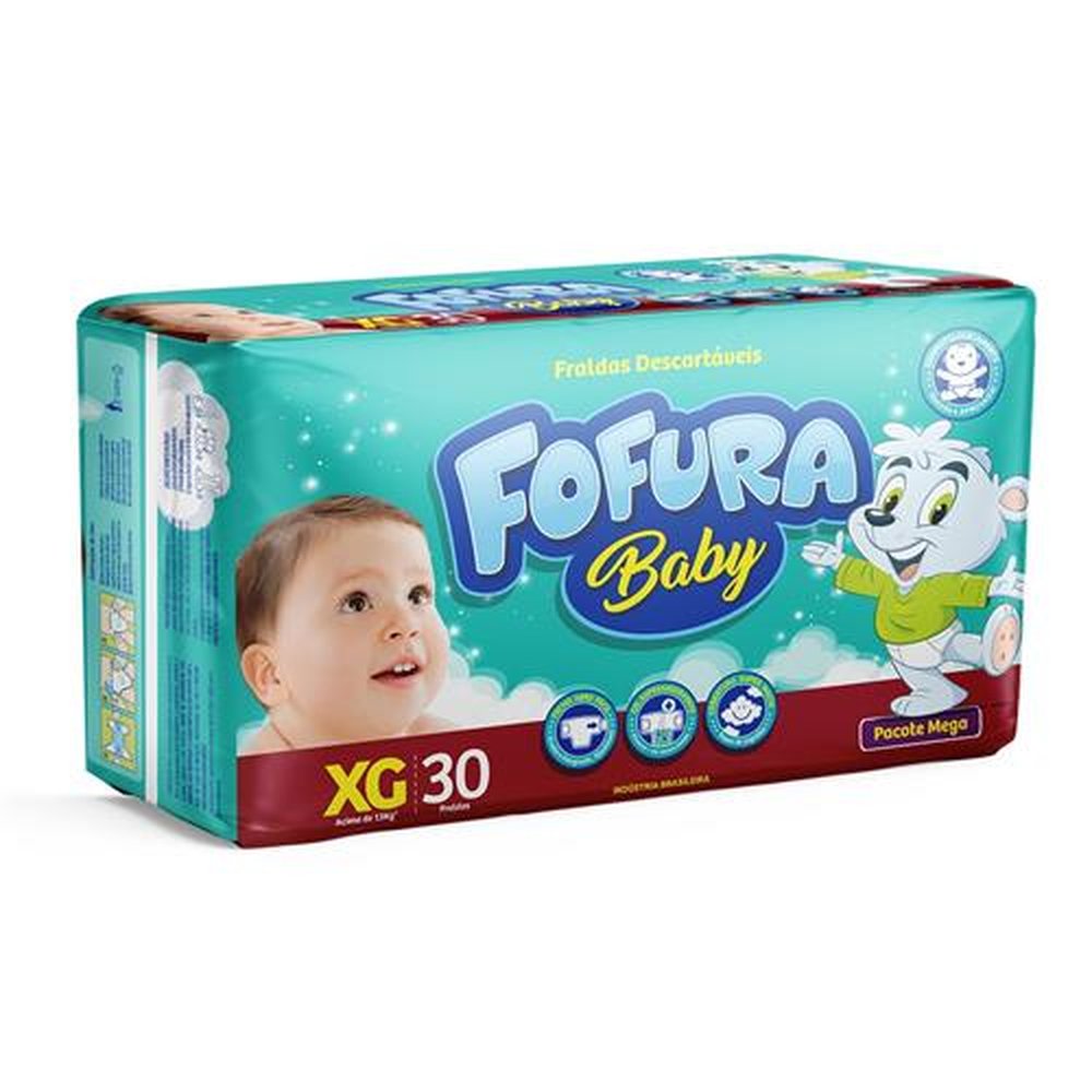 Fralda Descartavel Fofura Baby Mega XG c/ 8 pct c/ 30 tiras