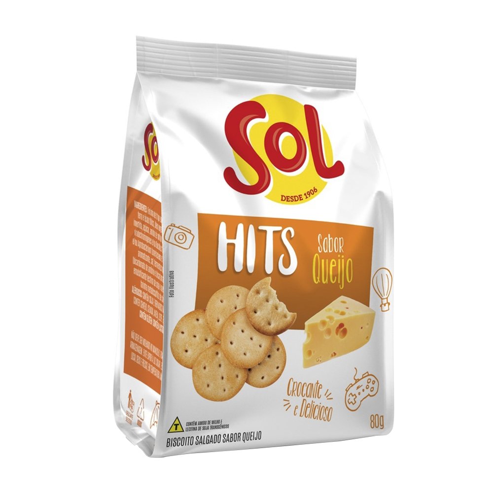 Biscoito Salgadinho Hits Queijo Sol 80g
