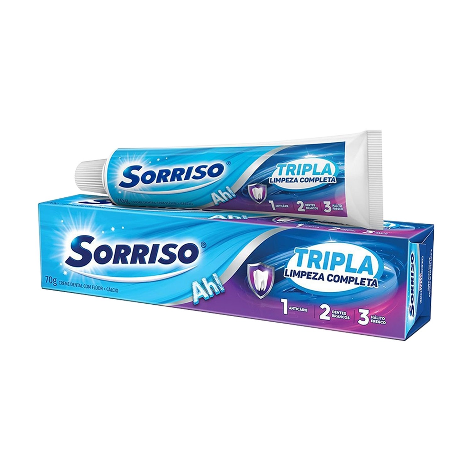 Creme Dental Sorriso Tripla Limpeza Completa 70g Embalagem com 12 Unidades