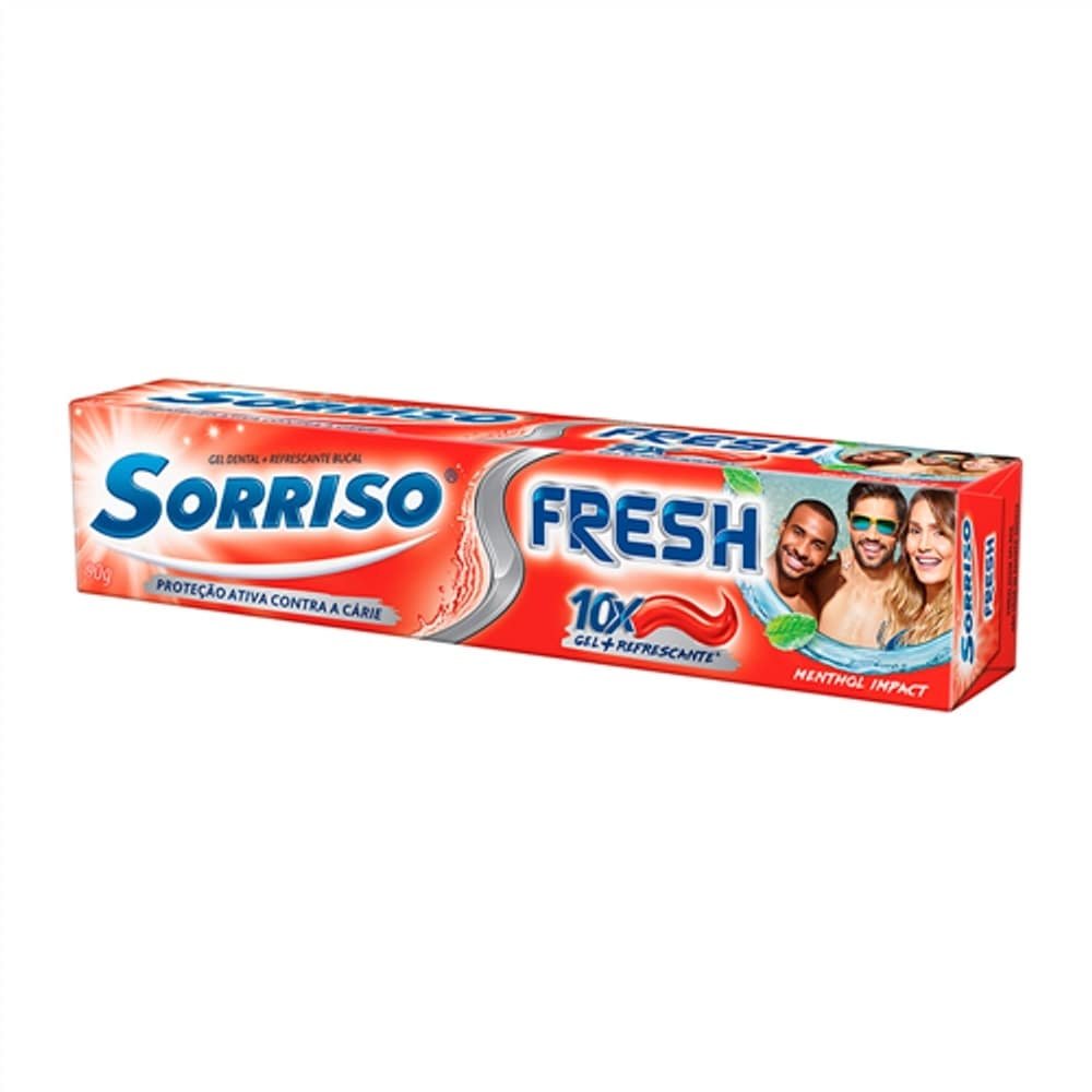 Creme Dental Sorriso Fresh Menthol Impact 90g Embalagem com 12 Unidades