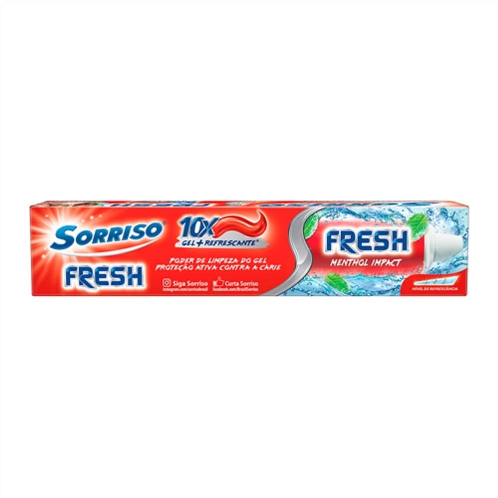 Creme Dental Sorriso Fresh Menthol Impact 90g Embalagem com 12 Unidades