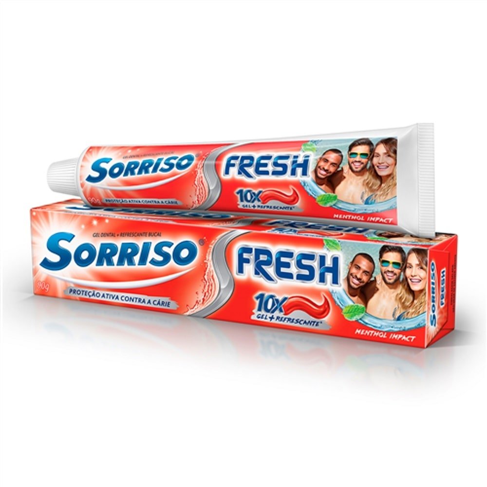 Creme Dental Sorriso Fresh Menthol Impact 90g Embalagem com 12 Unidades
