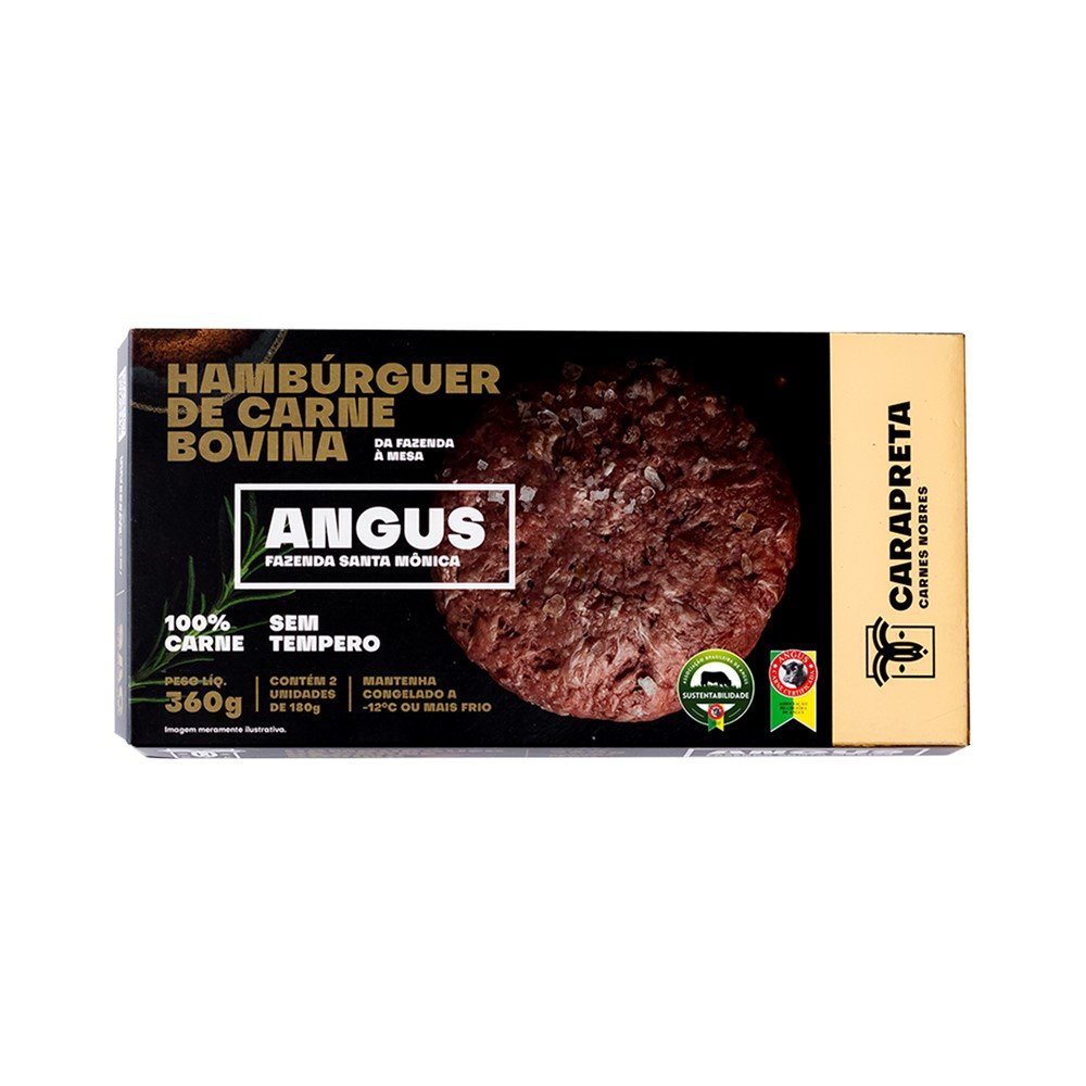 Hamburguer De Carne Bovina Carapreta 360g (2 x 180g) - Angus