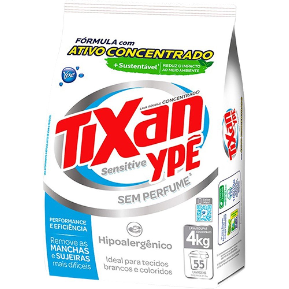 Sabao Em Po Tixan Ype 4kg Sensitive Sem Perfume