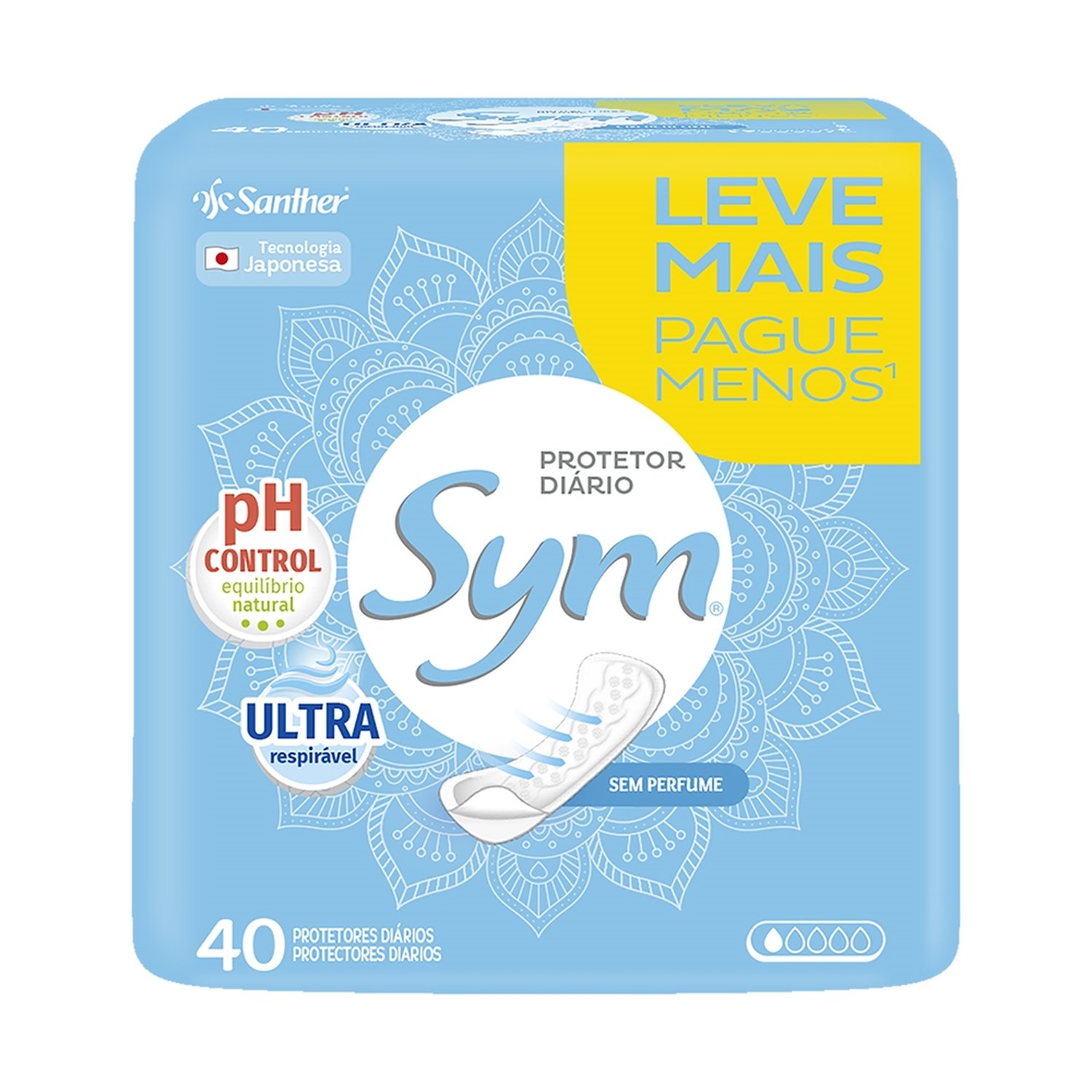 Absorvente Sym Protetor Diário sem Perfume - Leve 40 Pague 35