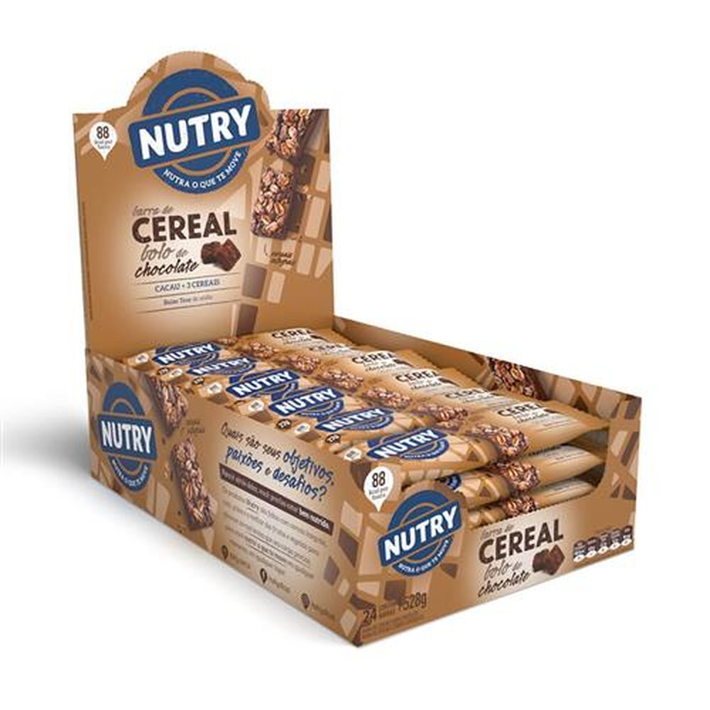 Barra De Cereal Nutry Bolo De Chocolate Display Com 24 Unidades De 22g Nutrimental