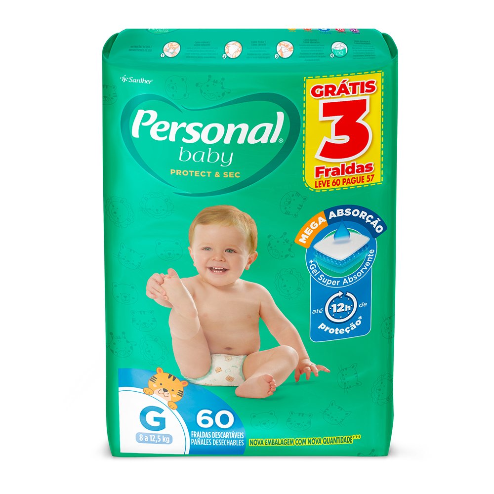 Fralda Personal Baby Hiper G Com 60 Unidades