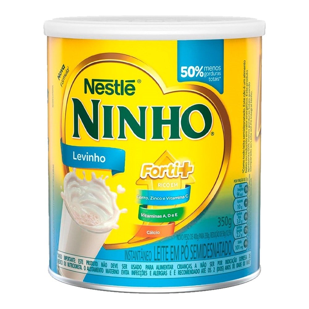 Leite em Pó Ninho Levinho Semidesnatado 350g - Embalagem de 24 Unidades