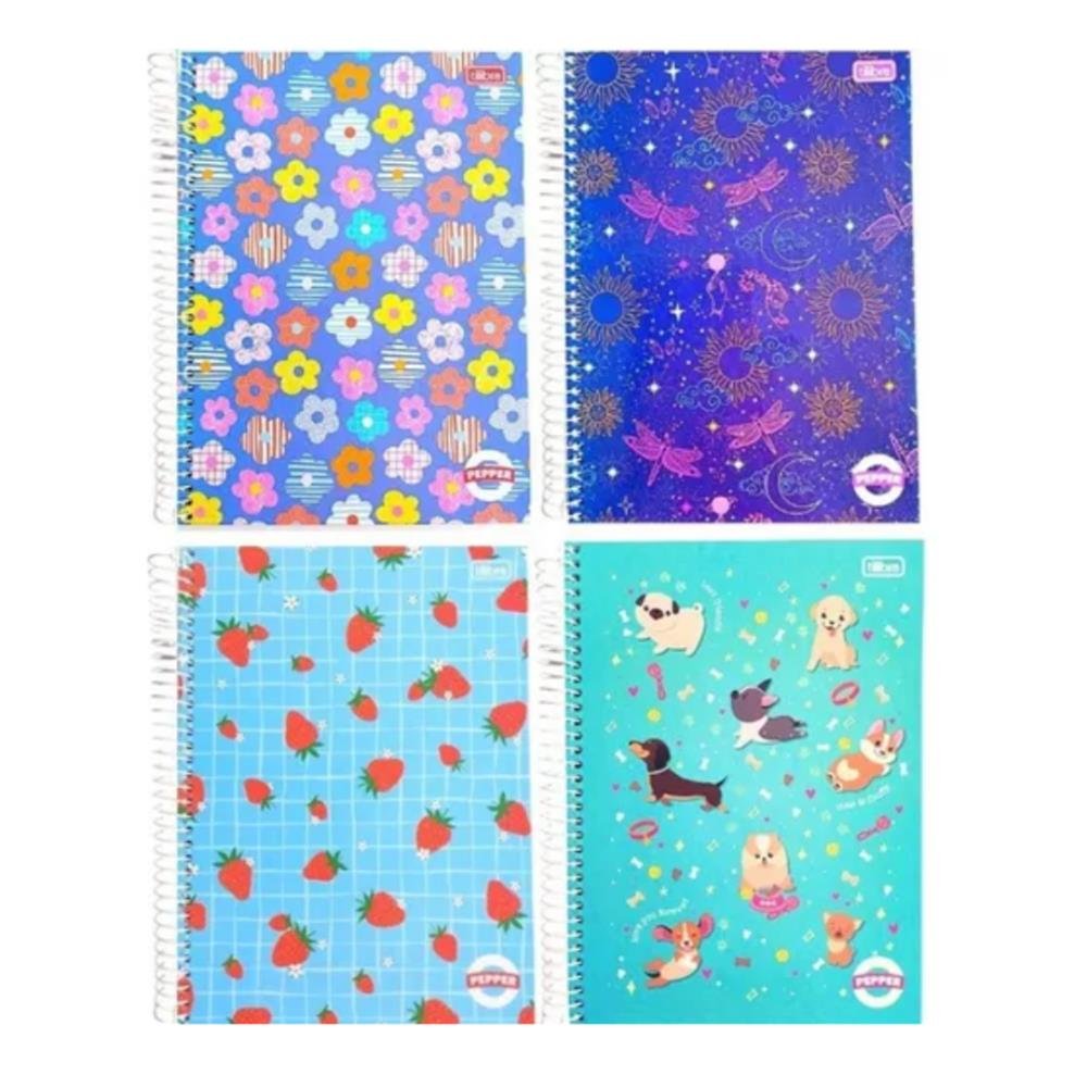 Caderno Espiral Tilibra Capa Dura Universitário 16 Matérias Pepper Feminino Sortido