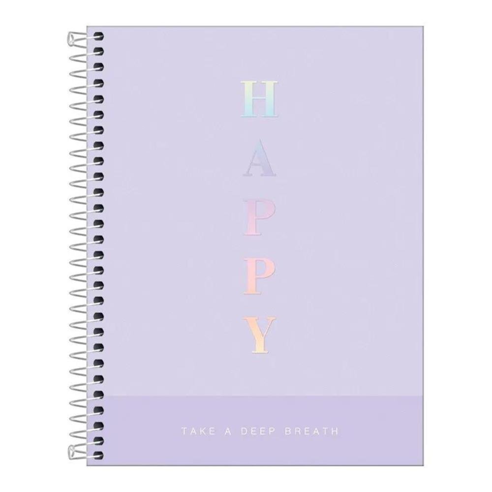 Caderno Capa Dura Colegial Happy 10 Materia Tilibra 160 Folhas - Lilas