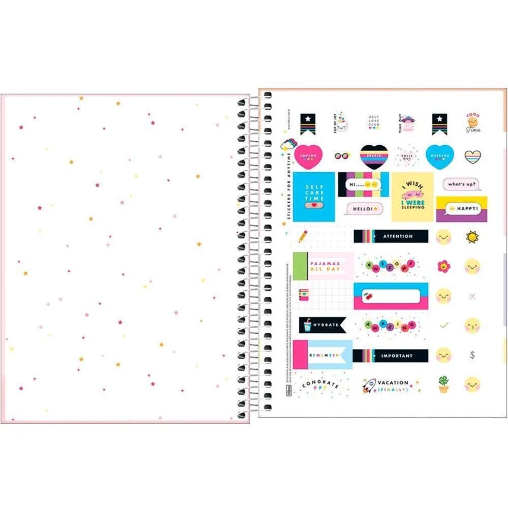 Caderno Capa Dura Colegial Happy 10 Materia Tilibra 160 Folhas - Lilas