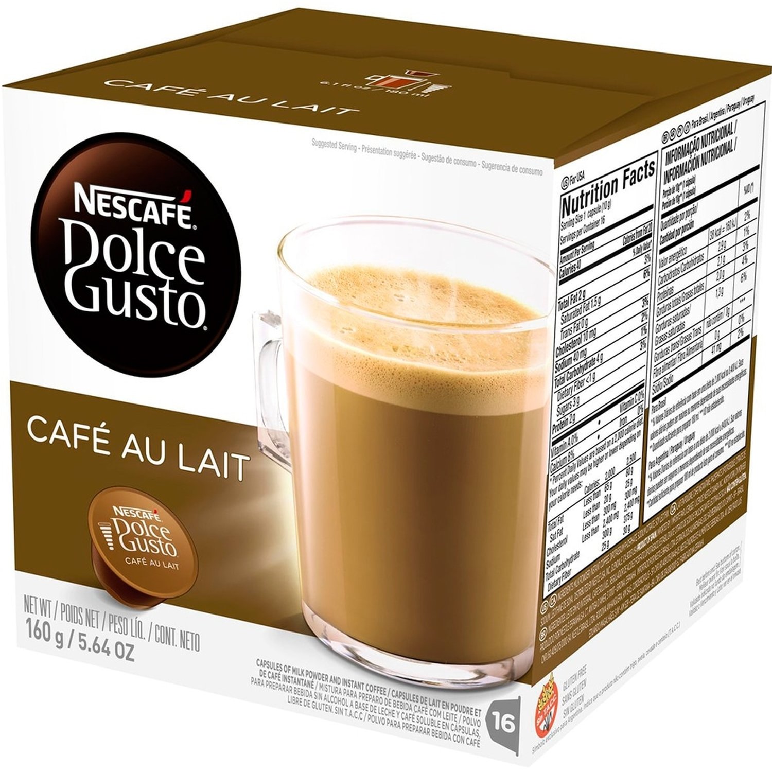 Cápsulas de Café Dolce Gusto Café Au Lait - Embalagem com 16 Unidades