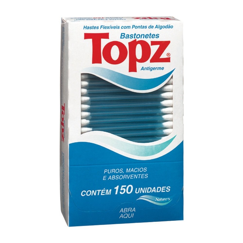 Cotonetes Bastonetes Topz Embalagem com 150 Unidades