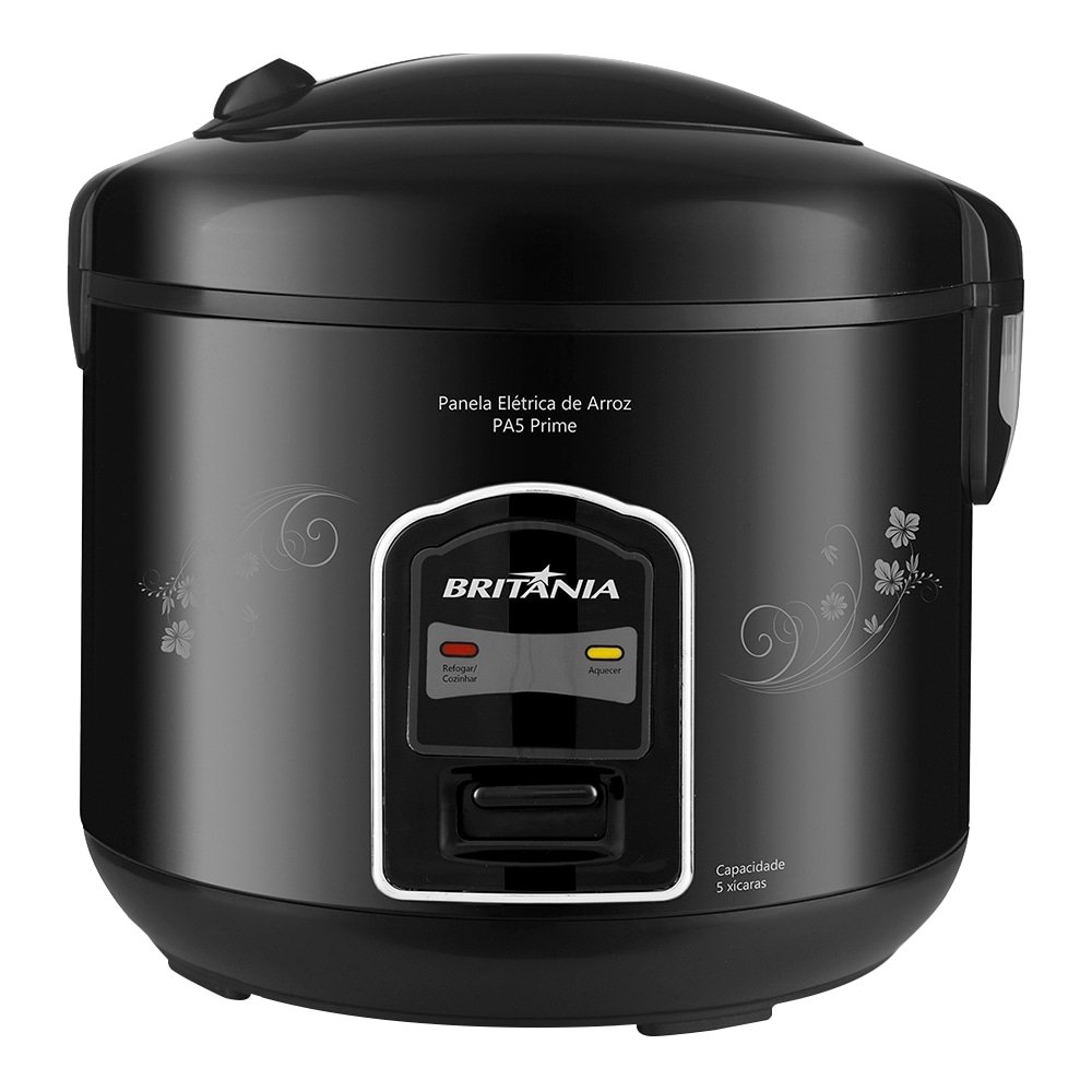 Panela Elétrica de Arroz Britânia PA5 Prime - 5 Xícaras, Preta, 110V