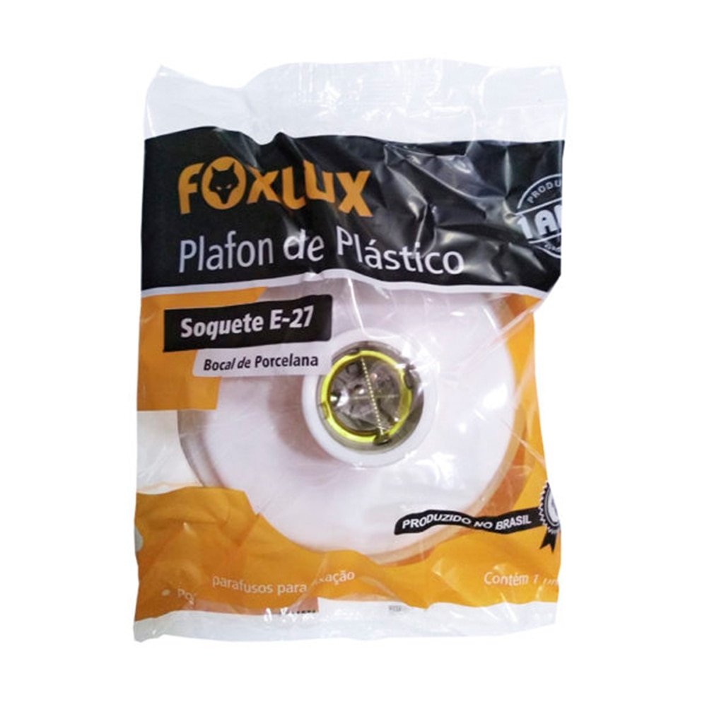 Plafon Plástico Foxlux Bocal Porcelana E27 100W/250V Branco
