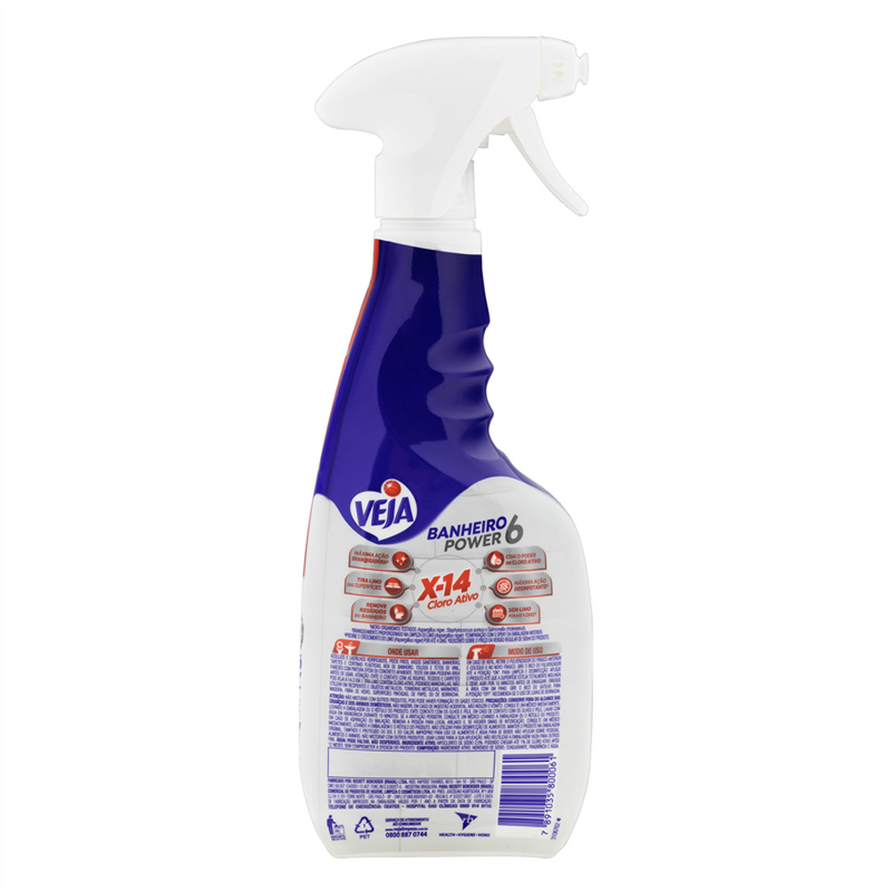 Veja Banheiro X14 Tira Limo Gatilho 500ML 30%Off-Unidade/1