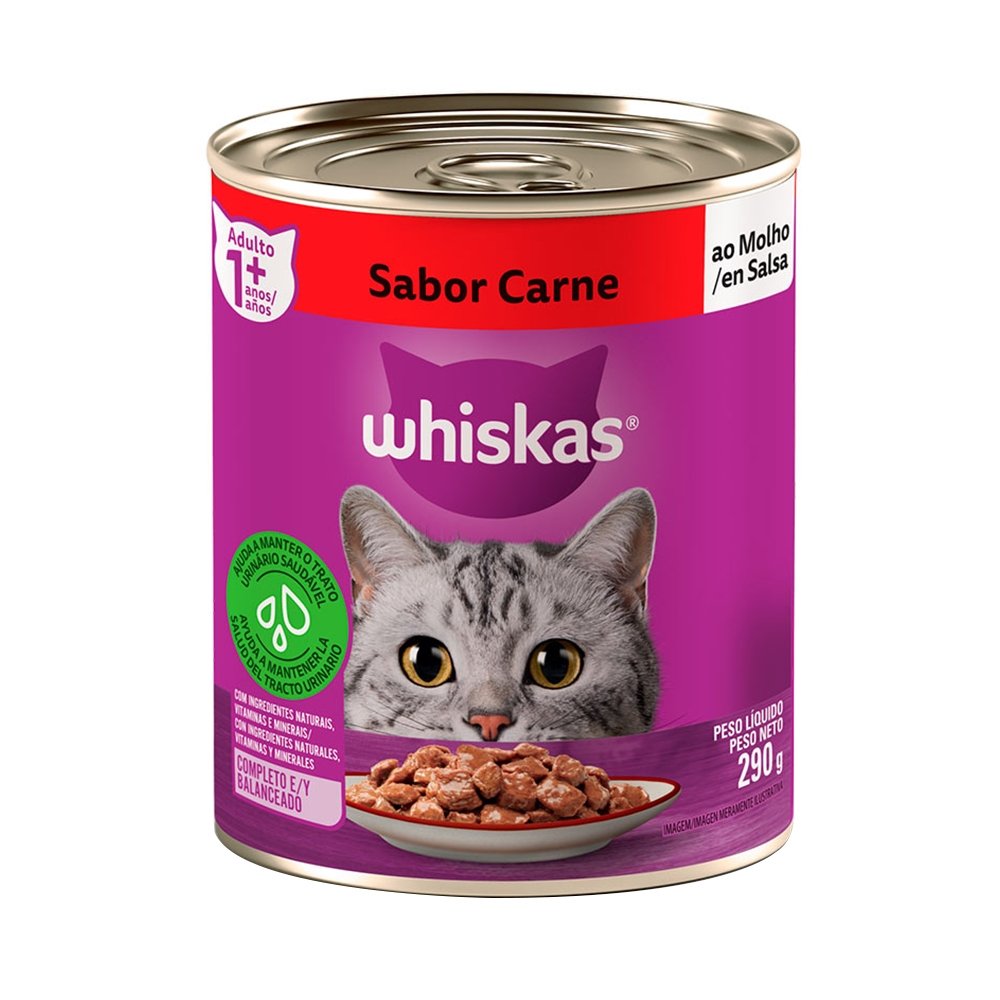 Ração para Gatos Whiskas Premium Carne ao Molho Lata 290g