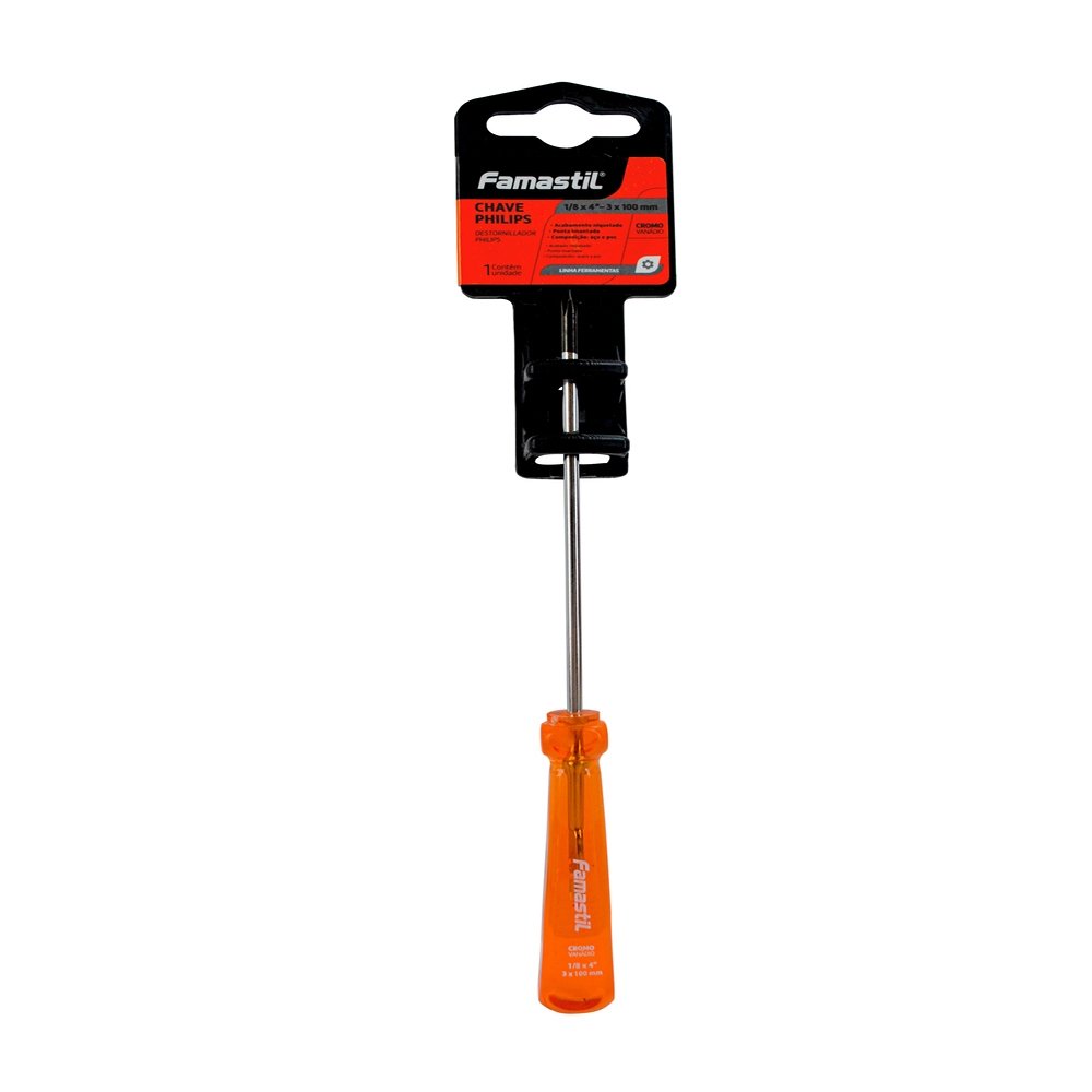 Chave Philips Famastil Ponta Imantada Cromo Vanadio 1/8 x 4P